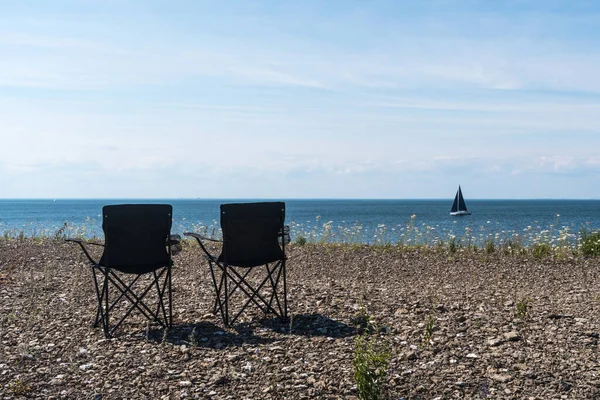 Summer View Two Chairs Coast — Stock Photo, Image