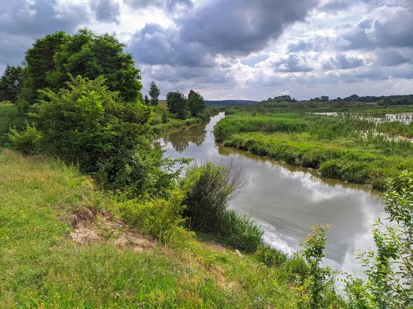 Typiskt Landskap Floden Ukraina — Stockfoto