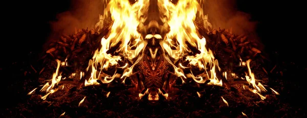 Karanlıkta büyük simetrik bir ocak.