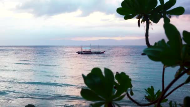 Filippino Boat Background Sunset Sky — Stock Video