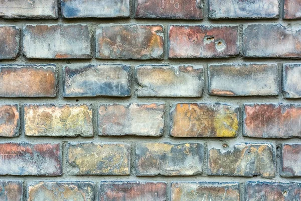 Fragmento Una Pared Hecha Ladrillos Viejos Azul Rojo Para Uso — Foto de Stock