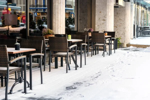 Summer Cafe Finnish Town Mikkele Snow Covered — Stock Photo, Image