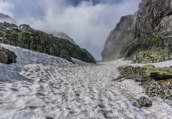 Paisagem Montanhosa Rochosa Com Céu Azul Bonito Parque Nacional Tatra — Fotografia de Stock