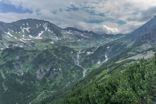 Paisagem Montanhosa Rochosa Com Céu Azul Bonito Parque Nacional Tatra — Fotografia de Stock