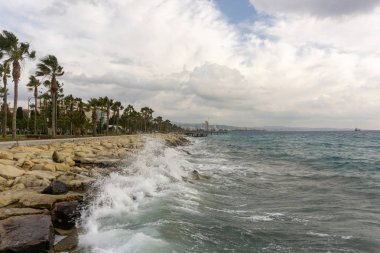 Paphos/Kıbrıs - Ocak 2019:View Paphos quay üzerinden.