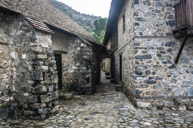 Kalopanagiotis, District Lefkoşa/Kıbrıs - Şubat 2019: Kalopanagiotis Köyü'nde Agios Ioannis Lampadistis Manastırı. 