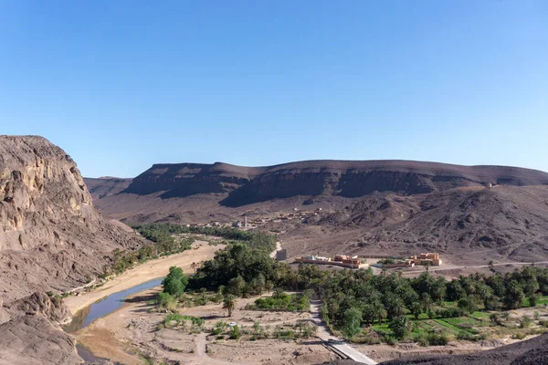 Gyönyörű Sivatagi Oázis Táj Oasis Fint Közelében Ourzazate Marokkóban Észak — Stock Fotó