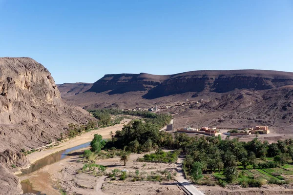 Hermoso Paisaje Del Oasis Del Desierto Oasis Fint Cerca Ourzazate —  Fotos de Stock