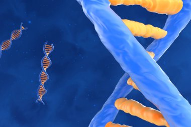 DNA molecule with the double polynucleotide spiral - closeup view 3d illustration clipart