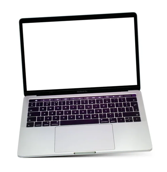 Ноутбук Порожнім Екраном Новим Дизайном Ізольований Білому Тлі — стокове фото