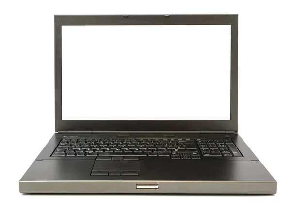 Laptop com tela em branco e novo design, isolado em um branco — Fotografia de Stock