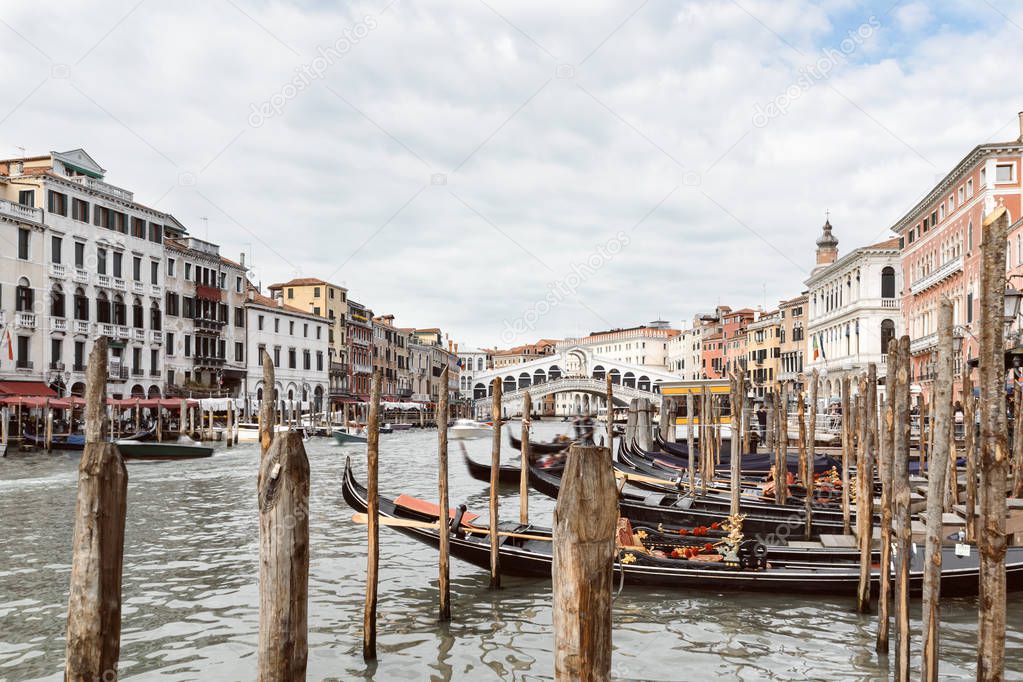View the Grand canal and Rialto bridge in Venice