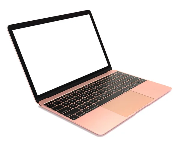Laptop Rose ouro com tela em branco — Fotografia de Stock