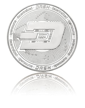 Gümüş ryptocurrency para-Dash, beyaz üzerinde izole 