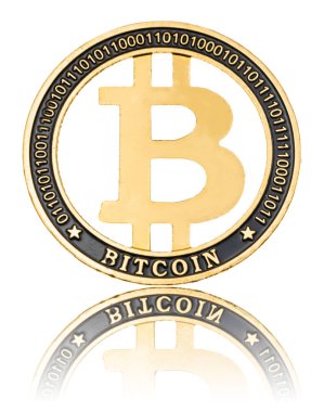Cryptocurrency sikke-Bitcoin, beyaz izole 
