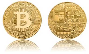 Cryptocurrency sikke-Bitcoin, beyaz izole 