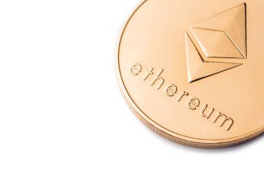 cryptocurrency coin - Etherum, isolated on a white  clipart