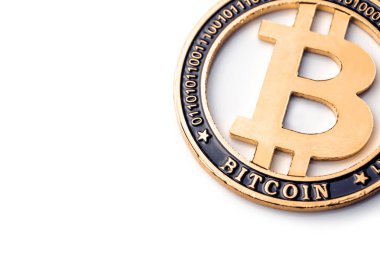 Cryptocurrency sikke-Bitcoin, beyaz izole 