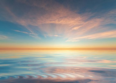 Denizin altında gün batımıkırmızı bulutlar