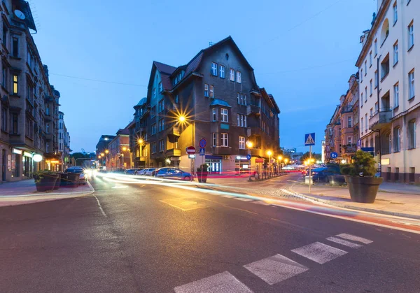 Street in the center of Katowice, Poland. Europe. — Stock Photo, Image