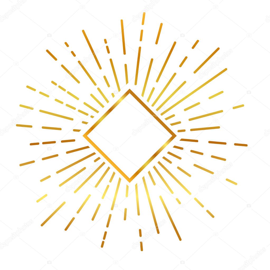 vector golden sunburst isolated on white