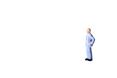 Fotoğraf minyatür resim oyuncak gri saç beyaz beyaz izole kompozisyon kullanmak için izole iş adamı