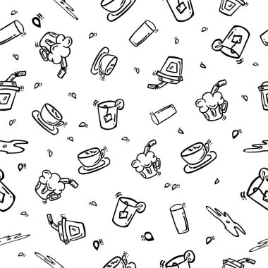 basit el çizmek kroki, sıcak ve soğuk meşrubat plastik glas ve Kupası 