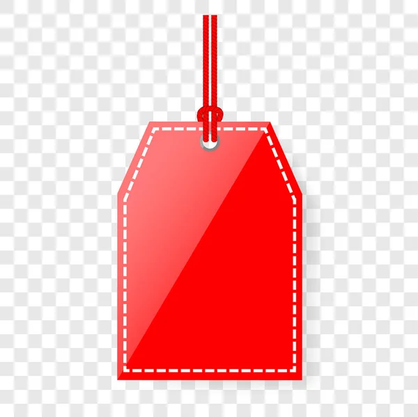 Vektor Röd Glänsande Rektangel Tom Tagg Med Rep Och Mjuk — Stockfoto