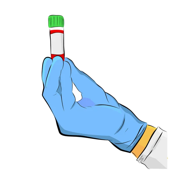 Prosty Konceptualny Szkic Ręczny Wektor Ręczny Lekarz Trzymający Plastikową Probówkę — Wektor stockowy