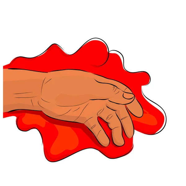 Conceptual Simple Vector Hand Draw Sketch Illustration Victim Criminal Blooding — стоковий вектор