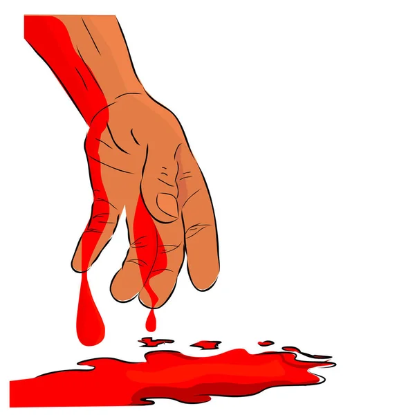 Conceptual Simple Vector Hand Draw Sketch Illustration Victim Criminal Blooding — Stock Vector