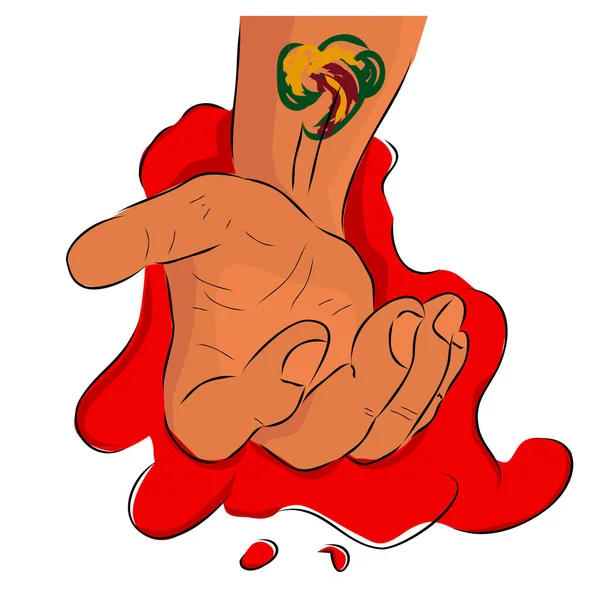 Konzeptionelle Einfache Vektor Zeichnungsskizze Illustration Für Verbrechensopfer Blutende Hand Des — Stockvektor