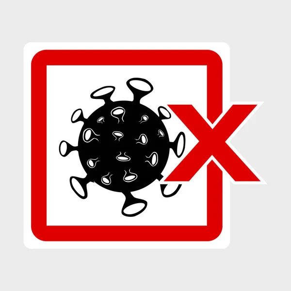 Simple Cutting Sticker Vector Warning Prohibited Sign Virus Including Covid — Stock Vector