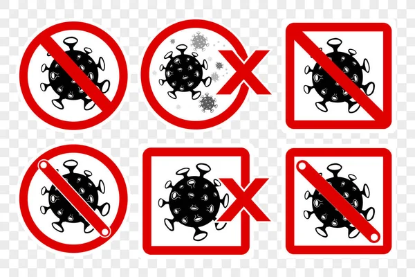 Simple Cutting Sticker Vector Style Warning Prohibited Sign Virus Including — Stock Vector