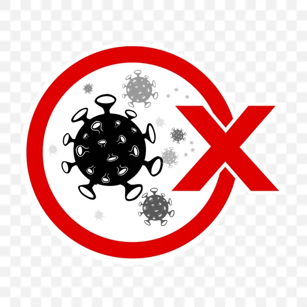 Simple Cutting Sticker Vector Warning Prohibited Sign Virus Including Covid — стоковий вектор