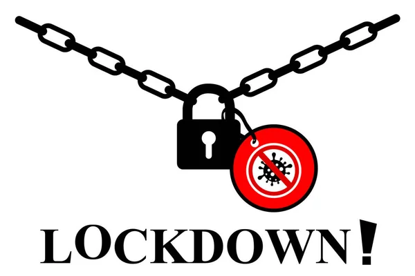 Simple Vector Red Sign Lock Isolated White — Stock Vector
