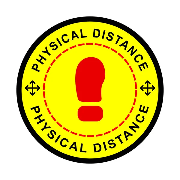 Simple Cutting Sticker Vector Circle Warning Physical Social Distance Prevention — Stock Vector