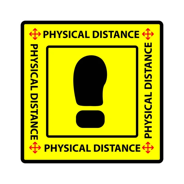 Απλή Κοπή Αυτοκόλλητου Vector Square Προειδοποίηση Σωματική Κοινωνική Απόσταση Πρόληψη — Διανυσματικό Αρχείο