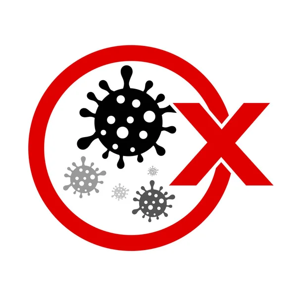 Simple Cutting Sticker Vector Circle Warning Prohibited Sign Virus Termasuk - Stok Vektor