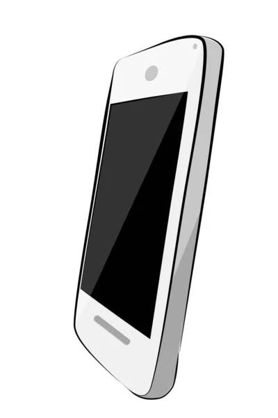 Eenvoudige Hand Teken Schets Vlakke Kleur Shining Vector Witte Smartphone — Stockvector
