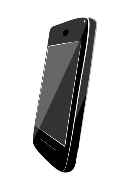 Dessin Main Simple Esquisse Couleur Plate Brillant Vecteur Noir Smartphone — Image vectorielle