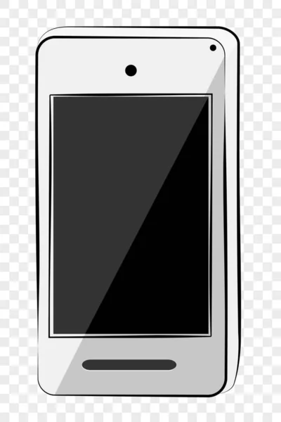 Vector Hand Draw Sketch Flat Color Shining Vector White Smartphone — Διανυσματικό Αρχείο