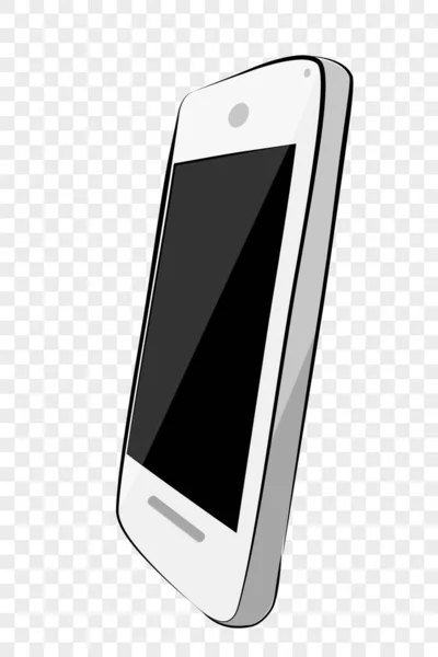 Simple Hand Draw Sketch Flat Color Shining Vector White Smartphone — 스톡 벡터