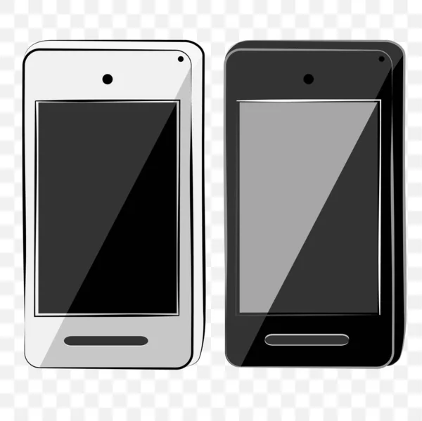 스케치 Flat Color Shining Vector White Black Smartphone Transparent Effect — 스톡 벡터