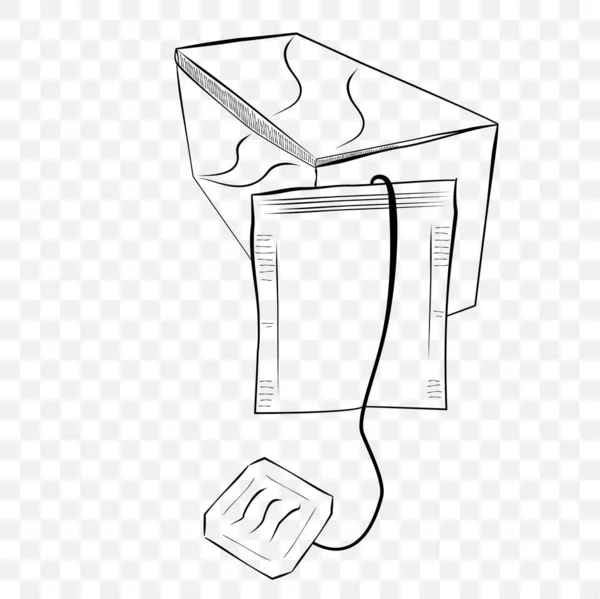 Einfache Vector Hand Draw Sketch Mockup Blank Instant Tea Bag — Stockvektor