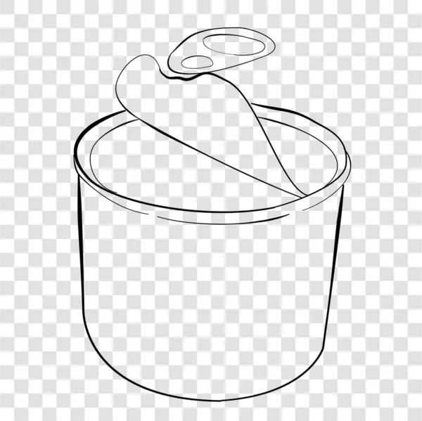 Simple Vector Hand Draw Sketch Cylinder Corned Beef Can Transparent — Stock Vector