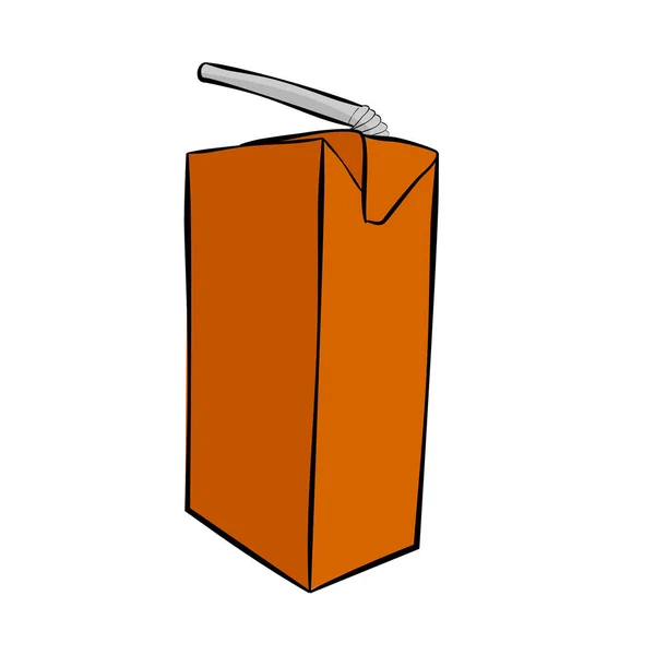 Vector Simple Small Chocolate Uht Milch Mit Plastikstroh — Stockvektor
