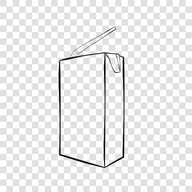 Şeffaf efekt arka planında plastik pipetli Basit Küçük Çikolatalı UHT Sütü