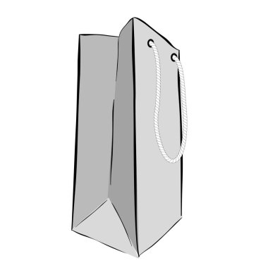 Basit Vektör Eli Kağıt Torba Çizimi, beyaz üzerine izole