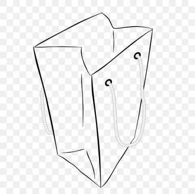 Basit Vektör El, şeffaf efekt arka planında, halatla Kağıt Torba çizimi